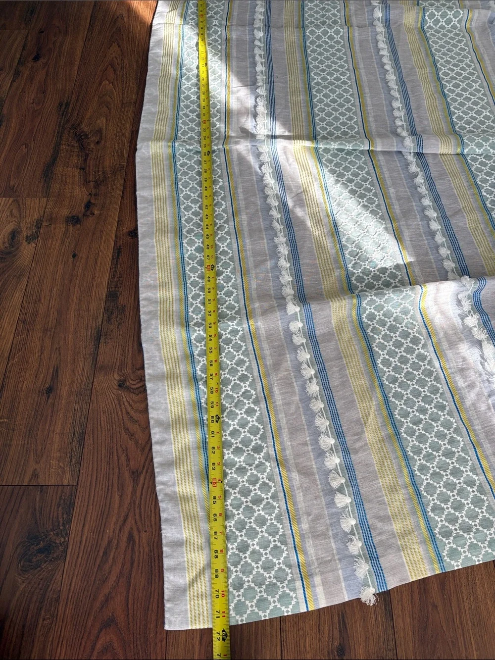 Custom Striped Geometric Blue Green Window Curtain Panels-2Sets